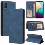 עבור Samsung Galaxy A02 כיסוי ארנק / ספר עשוי מעור בצבע כחול עם חריצים לכרטיסי אשראי