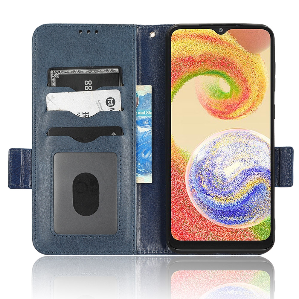עבור Samsung Galaxy A04 כיסוי ארנק / ספר עשוי מעור בצבע כחול עם חריצים לכרטיסי אשראי