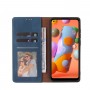 עבור Samsung Galaxy A11 כיסוי ארנק / ספר עשוי מעור בצבע כחול עם חריצים לכרטיסי אשראי
