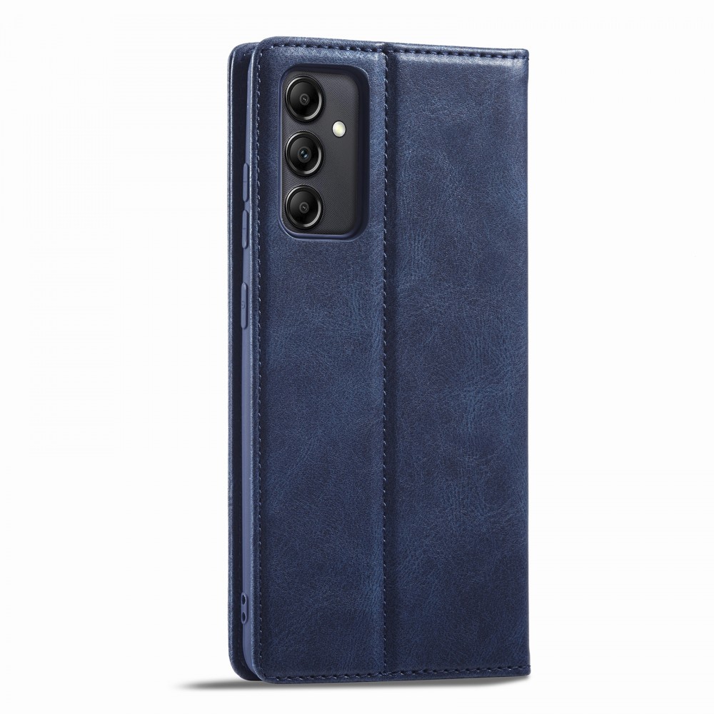 עבור Samsung Galaxy A14 5G כיסוי ארנק / ספר עשוי מעור בצבע כחול עם חריצים לכרטיסי אשראי