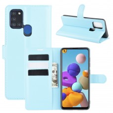 עבור Samsung Galaxy A21s כיסוי ארנק / ספר עשוי מעור בצבע כחול עם חריצים לכרטיסי אשראי