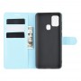 עבור Samsung Galaxy A21s כיסוי ארנק / ספר עשוי מעור בצבע כחול עם חריצים לכרטיסי אשראי