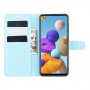 עבור Samsung Galaxy A21s כיסוי ארנק / ספר עשוי מעור בצבע כחול עם חריצים לכרטיסי אשראי