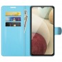 עבור Samsung Galaxy A22 כיסוי ארנק / ספר עשוי מעור בצבע כחול עם חריצים לכרטיסי אשראי