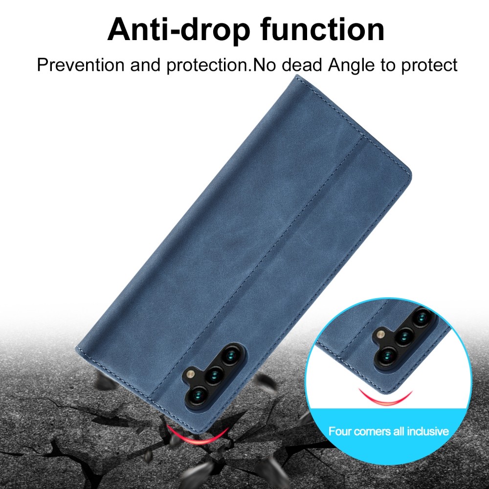 עבור Samsung Galaxy A24 4G כיסוי ארנק / ספר עשוי מעור בצבע כחול עם חריצים לכרטיסי אשראי