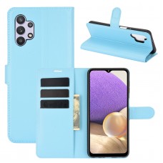 עבור Samsung Galaxy A32 5G כיסוי ארנק / ספר עשוי מעור בצבע כחול עם חריצים לכרטיסי אשראי