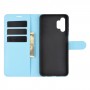 עבור Samsung Galaxy A32 5G כיסוי ארנק / ספר עשוי מעור בצבע כחול עם חריצים לכרטיסי אשראי