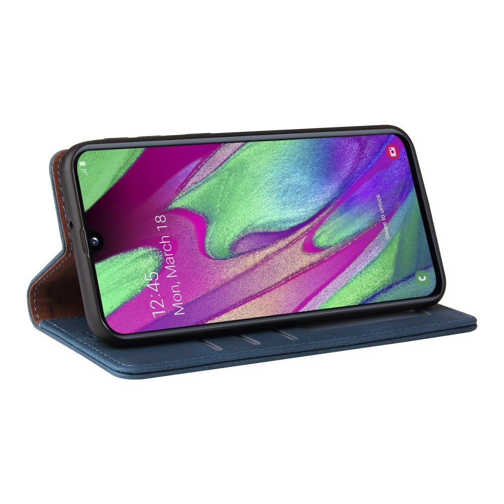 עבור Samsung Galaxy A40 כיסוי ארנק / ספר עשוי מעור בצבע כחול עם חריצים לכרטיסי אשראי