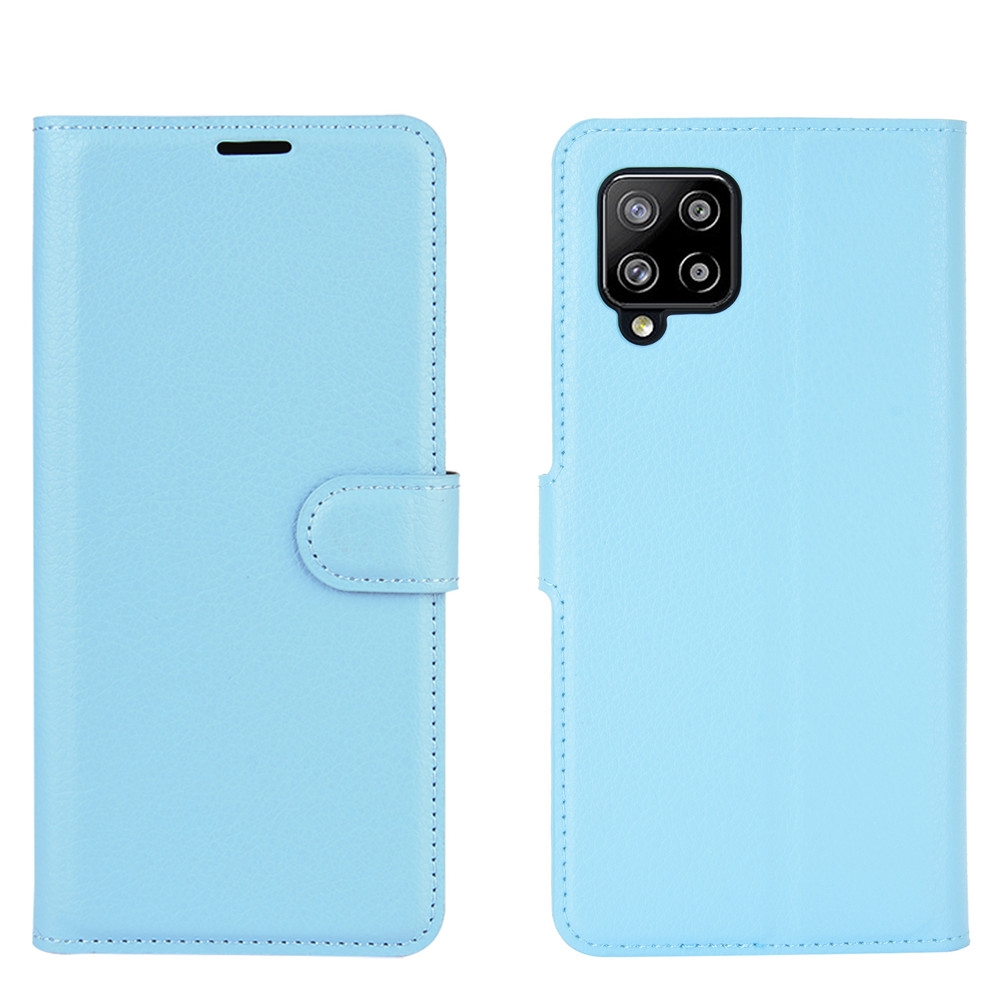 עבור Samsung Galaxy A42 5G כיסוי ארנק / ספר עשוי מעור בצבע כחול עם חריצים לכרטיסי אשראי