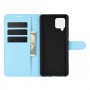עבור Samsung Galaxy A42 5G כיסוי ארנק / ספר עשוי מעור בצבע כחול עם חריצים לכרטיסי אשראי