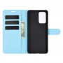 עבור Samsung Galaxy A52 כיסוי ארנק / ספר עשוי מעור בצבע כחול עם חריצים לכרטיסי אשראי