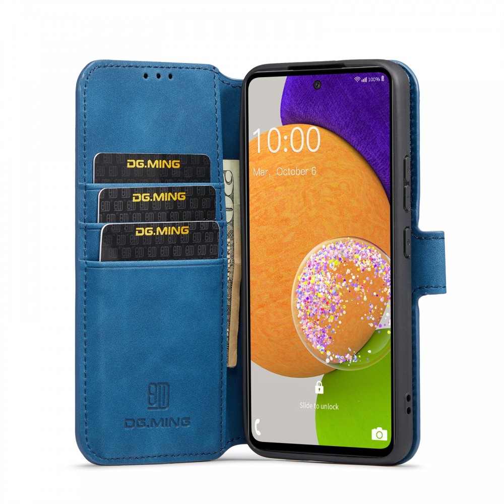 עבור Samsung Galaxy A53 5G כיסוי ארנק / ספר עשוי מעור בצבע כחול עם חריצים לכרטיסי אשראי