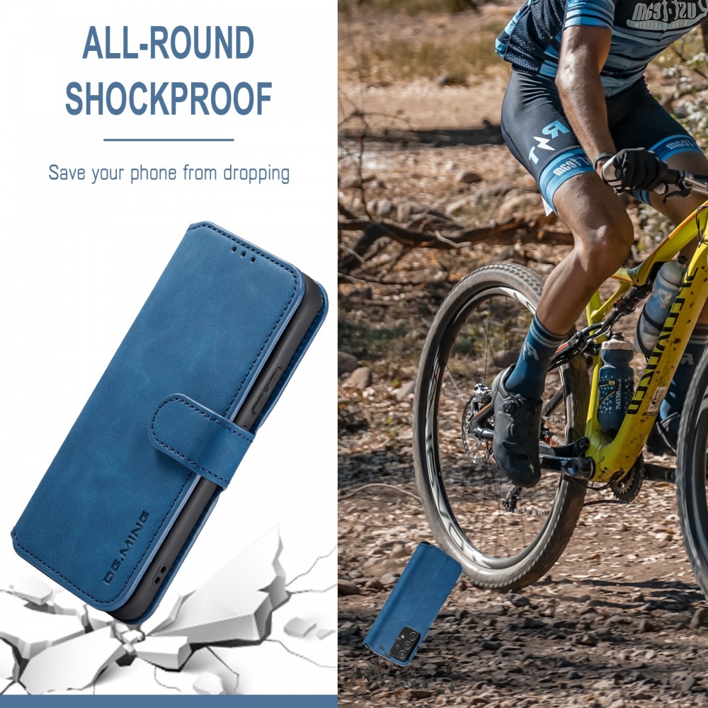 עבור Samsung Galaxy A53 5G כיסוי ארנק / ספר עשוי מעור בצבע כחול עם חריצים לכרטיסי אשראי