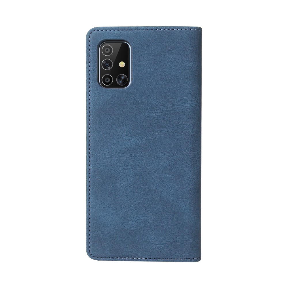 עבור Samsung Galaxy A71 כיסוי ארנק / ספר עשוי מעור בצבע כחול עם חריצים לכרטיסי אשראי