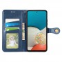 עבור Samsung Galaxy A73 5G כיסוי ארנק / ספר עשוי מעור בצבע כחול עם חריצים לכרטיסי אשראי