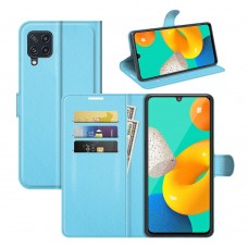 עבור Samsung Galaxy M32 כיסוי ארנק / ספר עשוי מעור בצבע כחול עם חריצים לכרטיסי אשראי