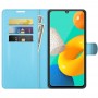 עבור Samsung Galaxy M32 כיסוי ארנק / ספר עשוי מעור בצבע כחול עם חריצים לכרטיסי אשראי