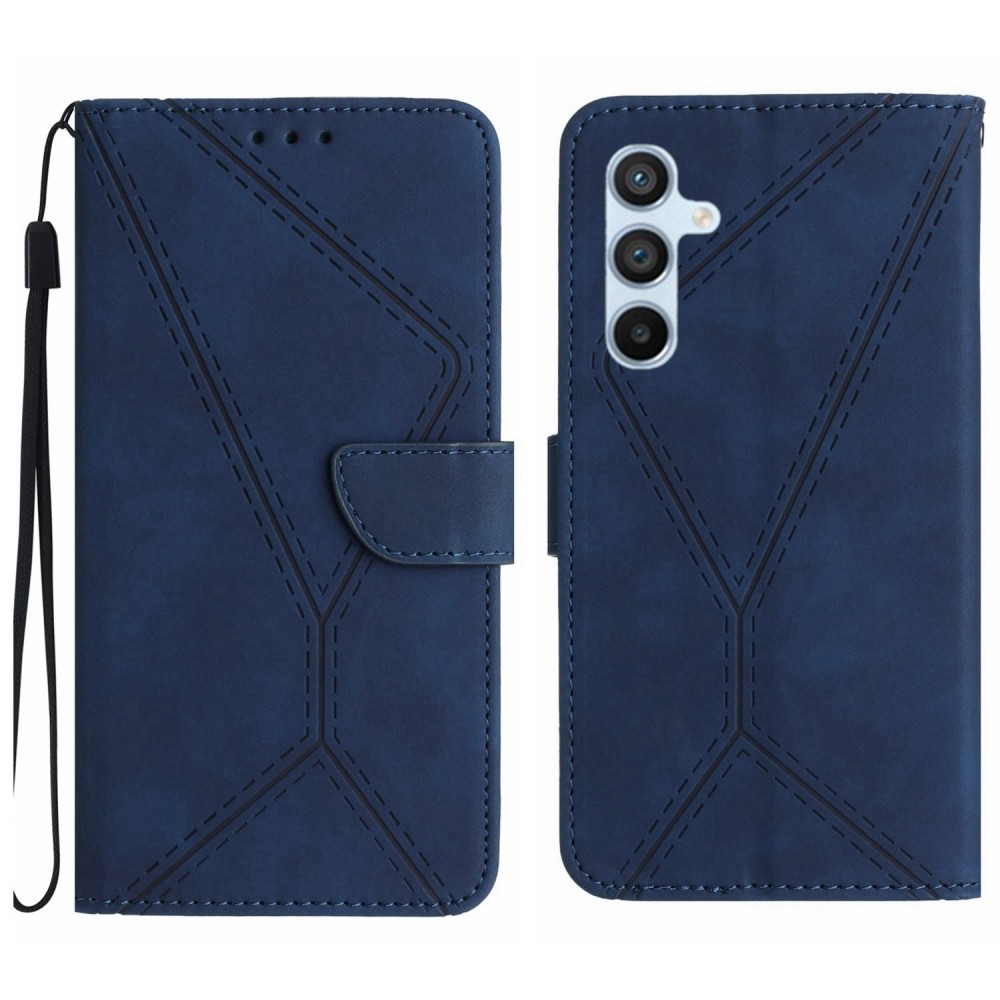 עבור Samsung Galaxy M54 כיסוי ארנק / ספר עשוי מעור בצבע כחול עם חריצים לכרטיסי אשראי