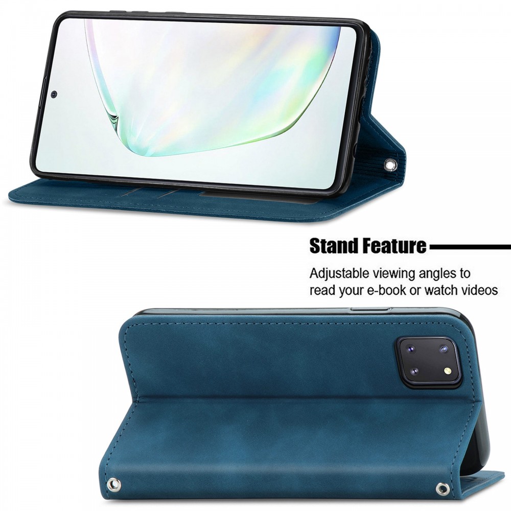 עבור Samsung Galaxy Note10 Lite כיסוי ארנק / ספר עשוי מעור בצבע כחול עם חריצים לכרטיסי אשראי