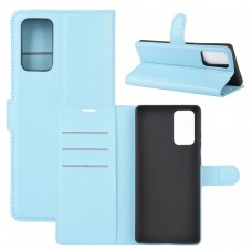 עבור Samsung Galaxy Note20 כיסוי ארנק / ספר עשוי מעור בצבע כחול עם חריצים לכרטיסי אשראי