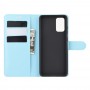 עבור Samsung Galaxy S20 FE 5G כיסוי ארנק / ספר עשוי מעור בצבע כחול עם חריצים לכרטיסי אשראי