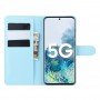 עבור Samsung Galaxy S20 FE 5G כיסוי ארנק / ספר עשוי מעור בצבע כחול עם חריצים לכרטיסי אשראי