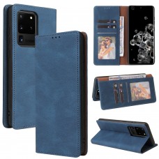 עבור Samsung Galaxy S20 Ultra כיסוי ארנק / ספר עשוי מעור בצבע כחול עם חריצים לכרטיסי אשראי
