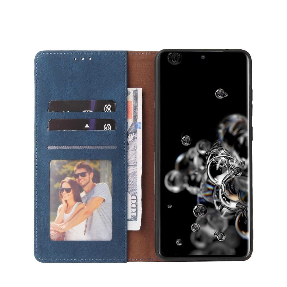 עבור Samsung Galaxy S20 Ultra כיסוי ארנק / ספר עשוי מעור בצבע כחול עם חריצים לכרטיסי אשראי