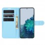עבור Samsung Galaxy S21 5G כיסוי ארנק / ספר עשוי מעור בצבע כחול עם חריצים לכרטיסי אשראי