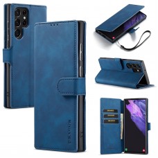 עבור Samsung Galaxy S22 Ultra 5G כיסוי ארנק / ספר עשוי מעור בצבע כחול עם חריצים לכרטיסי אשראי