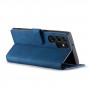 עבור Samsung Galaxy S22 Ultra 5G כיסוי ארנק / ספר עשוי מעור בצבע כחול עם חריצים לכרטיסי אשראי