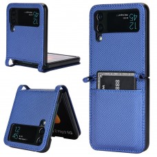 עבור Samsung Galaxy Z Flip3 5G כיסוי ארנק / ספר עשוי מעור בצבע כחול עם חריצים לכרטיסי אשראי