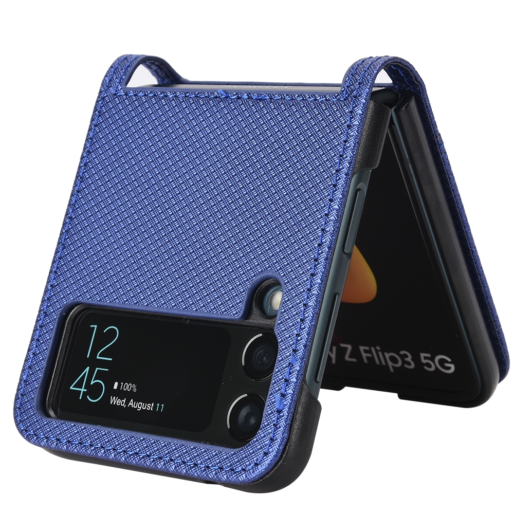 עבור Samsung Galaxy Z Flip3 5G כיסוי ארנק / ספר עשוי מעור בצבע כחול עם חריצים לכרטיסי אשראי
