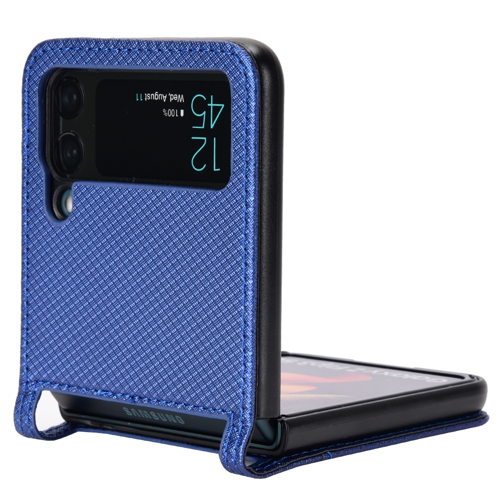 עבור Samsung Galaxy Z Flip3 5G כיסוי ארנק / ספר עשוי מעור בצבע כחול עם חריצים לכרטיסי אשראי