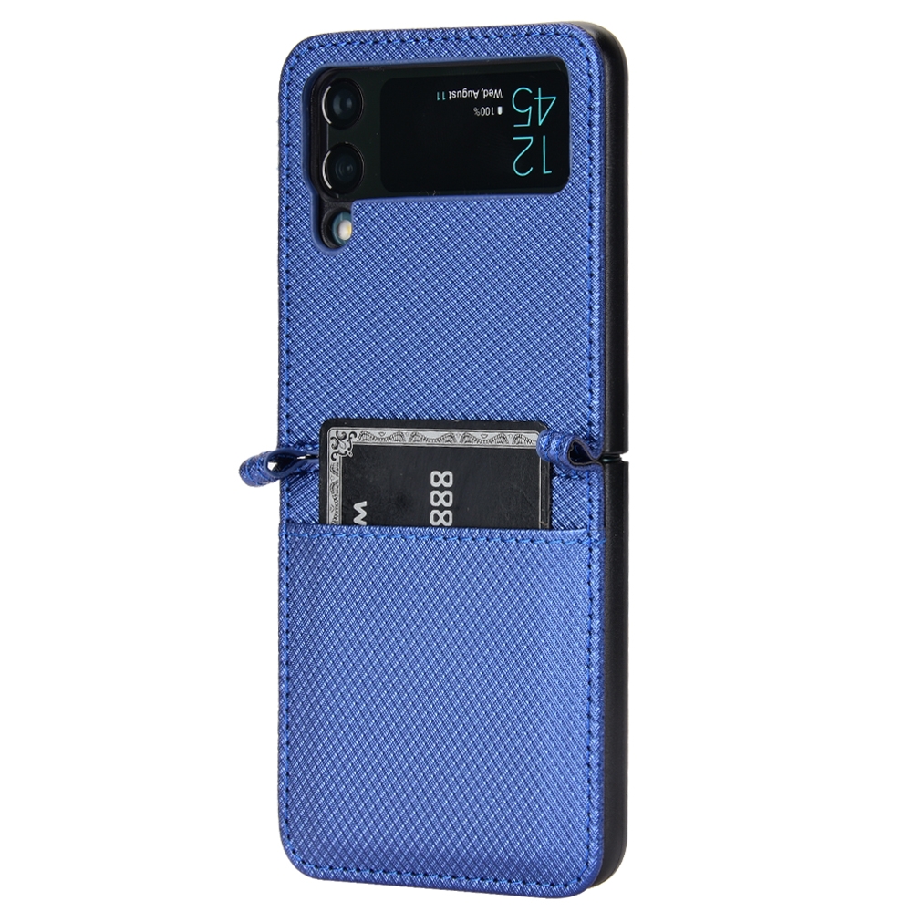 עבור Samsung Galaxy Z Flip3 5G כיסוי ארנק / ספר עשוי מעור בצבע כחול עם חריצים לכרטיסי אשראי