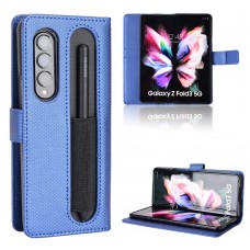 עבור Samsung Galaxy Z Fold3 5G כיסוי ארנק / ספר עשוי מעור בצבע כחול עם חריצים לכרטיסי אשראי