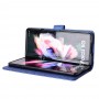 עבור Samsung Galaxy Z Fold3 5G כיסוי ארנק / ספר עשוי מעור בצבע כחול עם חריצים לכרטיסי אשראי