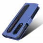 עבור Samsung Galaxy Z Fold3 5G כיסוי ארנק / ספר עשוי מעור בצבע כחול עם חריצים לכרטיסי אשראי