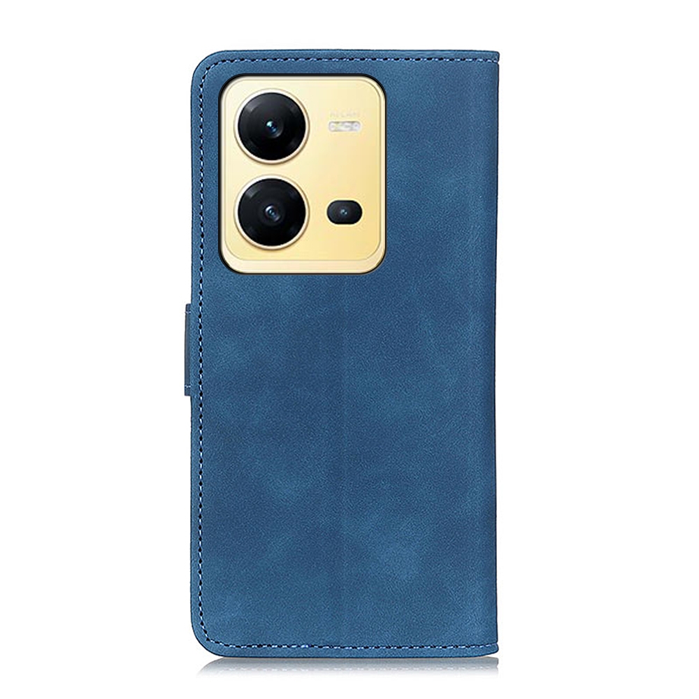 עבור Vivo V25 כיסוי ארנק / ספר עשוי מעור בצבע כחול עם חריצים לכרטיסי אשראי