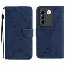 עבור Vivo V27 כיסוי ארנק / ספר עשוי מעור בצבע כחול עם חריצים לכרטיסי אשראי