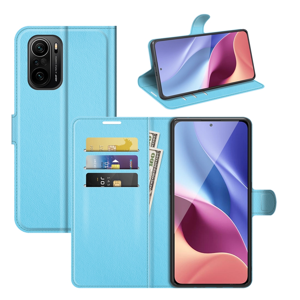 עבור Xiaomi Mi 11i כיסוי ארנק / ספר עשוי מעור בצבע כחול עם חריצים לכרטיסי אשראי