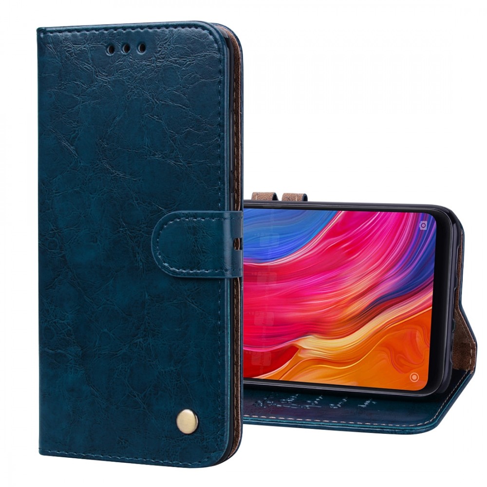 עבור Xiaomi Mi 8 כיסוי ארנק / ספר עשוי מעור בצבע כחול עם חריצים לכרטיסי אשראי