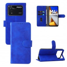 עבור Xiaomi Poco M4 Pro כיסוי ארנק / ספר עשוי מעור בצבע כחול עם חריצים לכרטיסי אשראי
