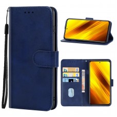 עבור Xiaomi Poco X3 כיסוי ארנק / ספר עשוי מעור בצבע כחול עם חריצים לכרטיסי אשראי