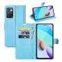 עבור Xiaomi Redmi 10 כיסוי ארנק / ספר עשוי מעור בצבע כחול עם חריצים לכרטיסי אשראי
