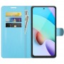עבור Xiaomi Redmi 10 כיסוי ארנק / ספר עשוי מעור בצבע כחול עם חריצים לכרטיסי אשראי