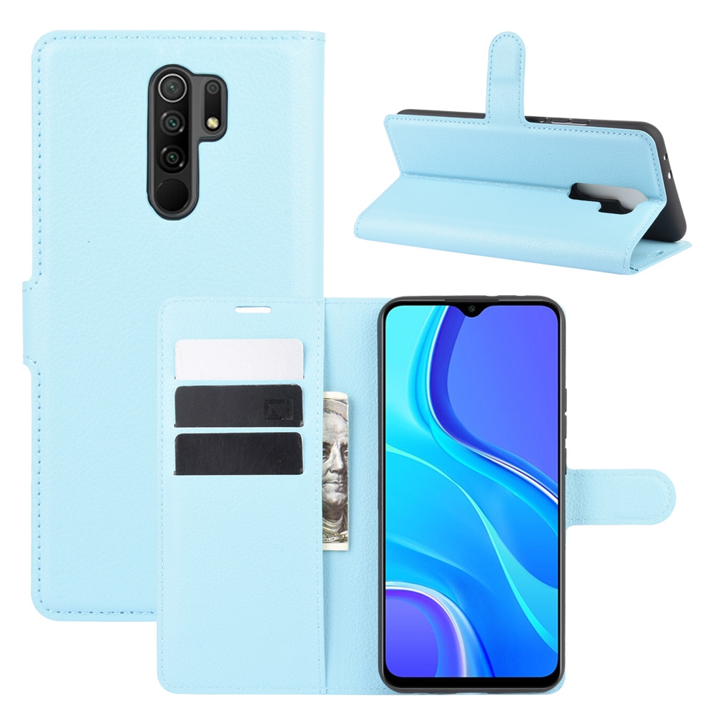 עבור Xiaomi Redmi 9 כיסוי ארנק / ספר עשוי מעור בצבע כחול עם חריצים לכרטיסי אשראי