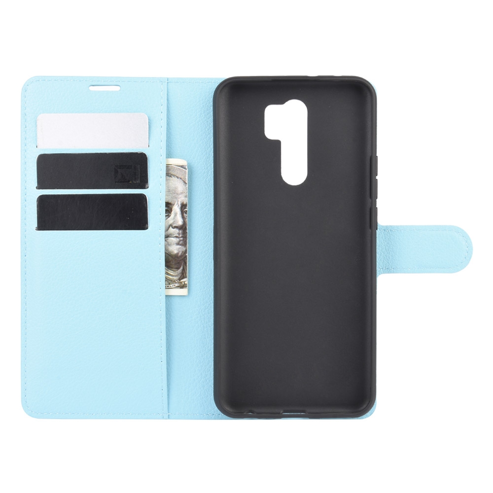 עבור Xiaomi Redmi 9 כיסוי ארנק / ספר עשוי מעור בצבע כחול עם חריצים לכרטיסי אשראי