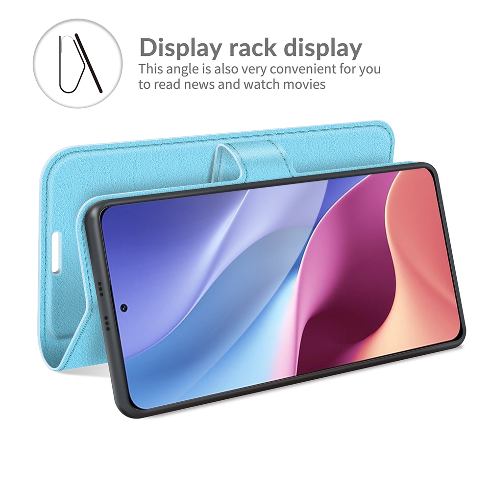 עבור Xiaomi Redmi K40 Pro כיסוי ארנק / ספר עשוי מעור בצבע כחול עם חריצים לכרטיסי אשראי