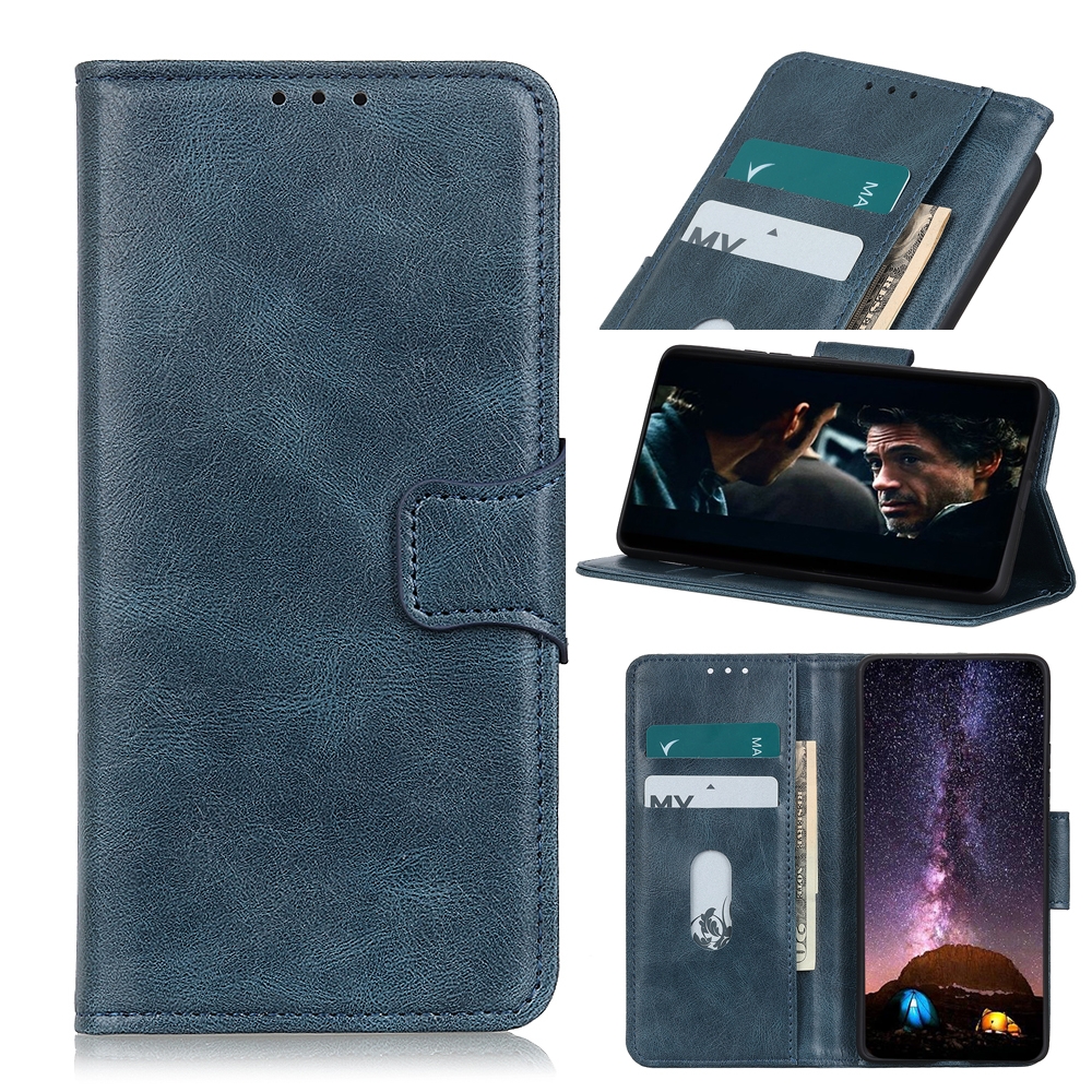 עבור Xiaomi Redmi K40S כיסוי ארנק / ספר עשוי מעור בצבע כחול עם חריצים לכרטיסי אשראי